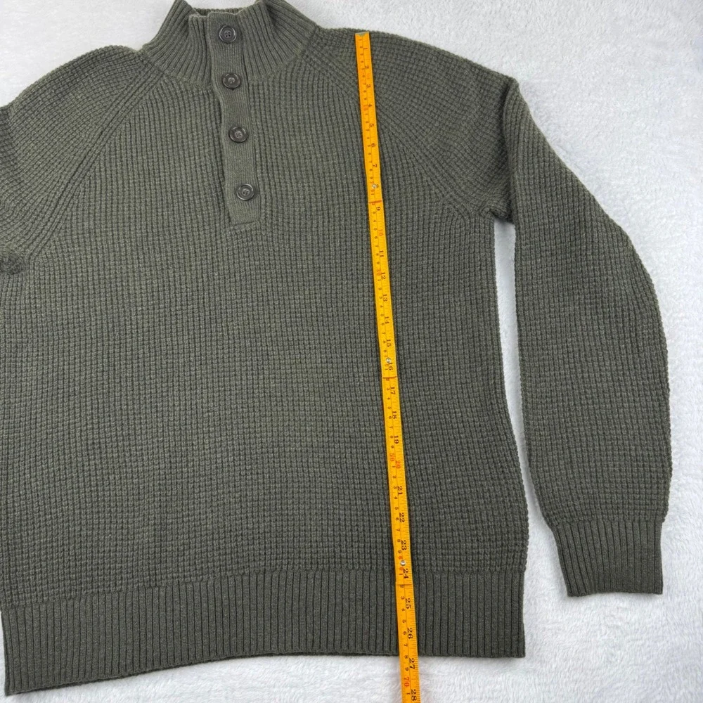 Banana Republic Sweater Mens L Olive Green Italian Merino Wool Waffle Knit